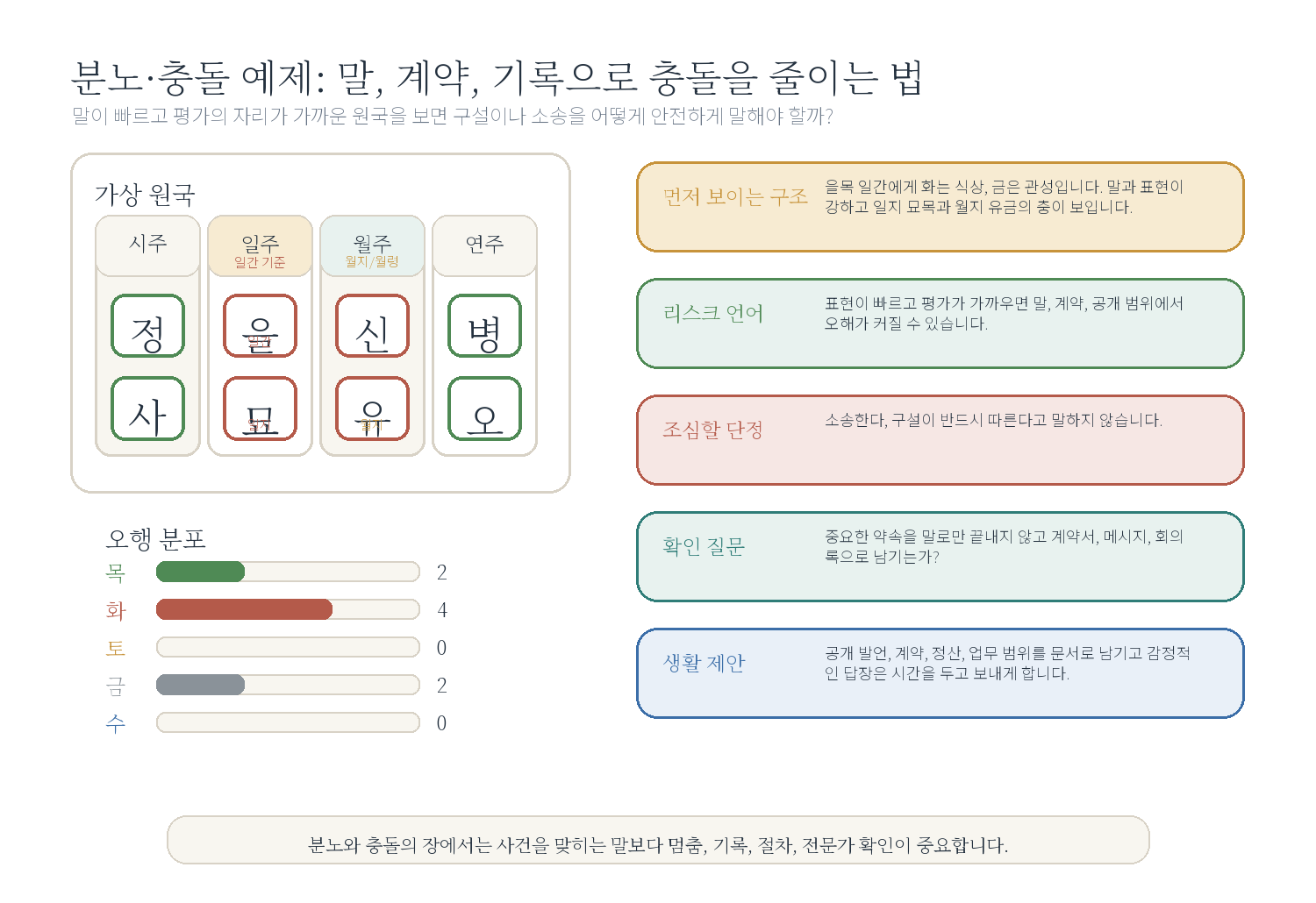 8-5. 구설, 소송, 시비가 생기기 쉬운 사주 자료 도표