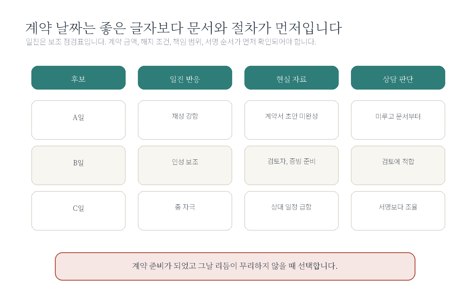 11-3. 계약 날짜를 잡아도 될까요? 자료 도표
